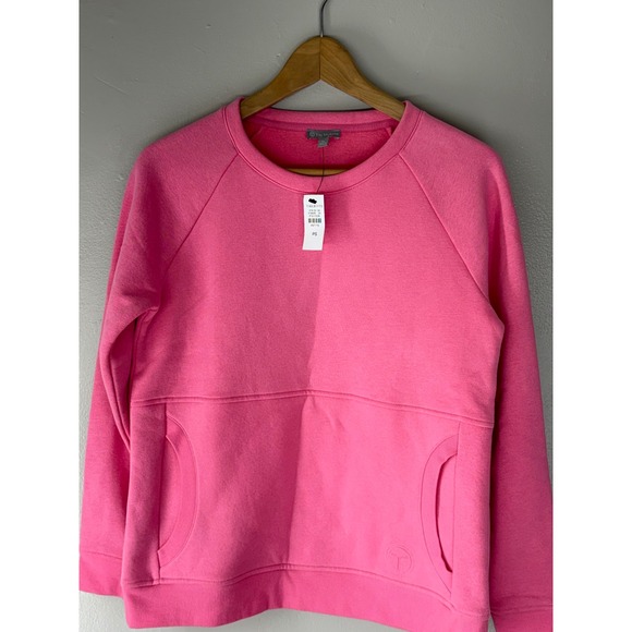 T by Talbots Tops - T by Talbots Pink Crewneck Sweatshirt Raglan Sleeve Pocket Petite Small NWT